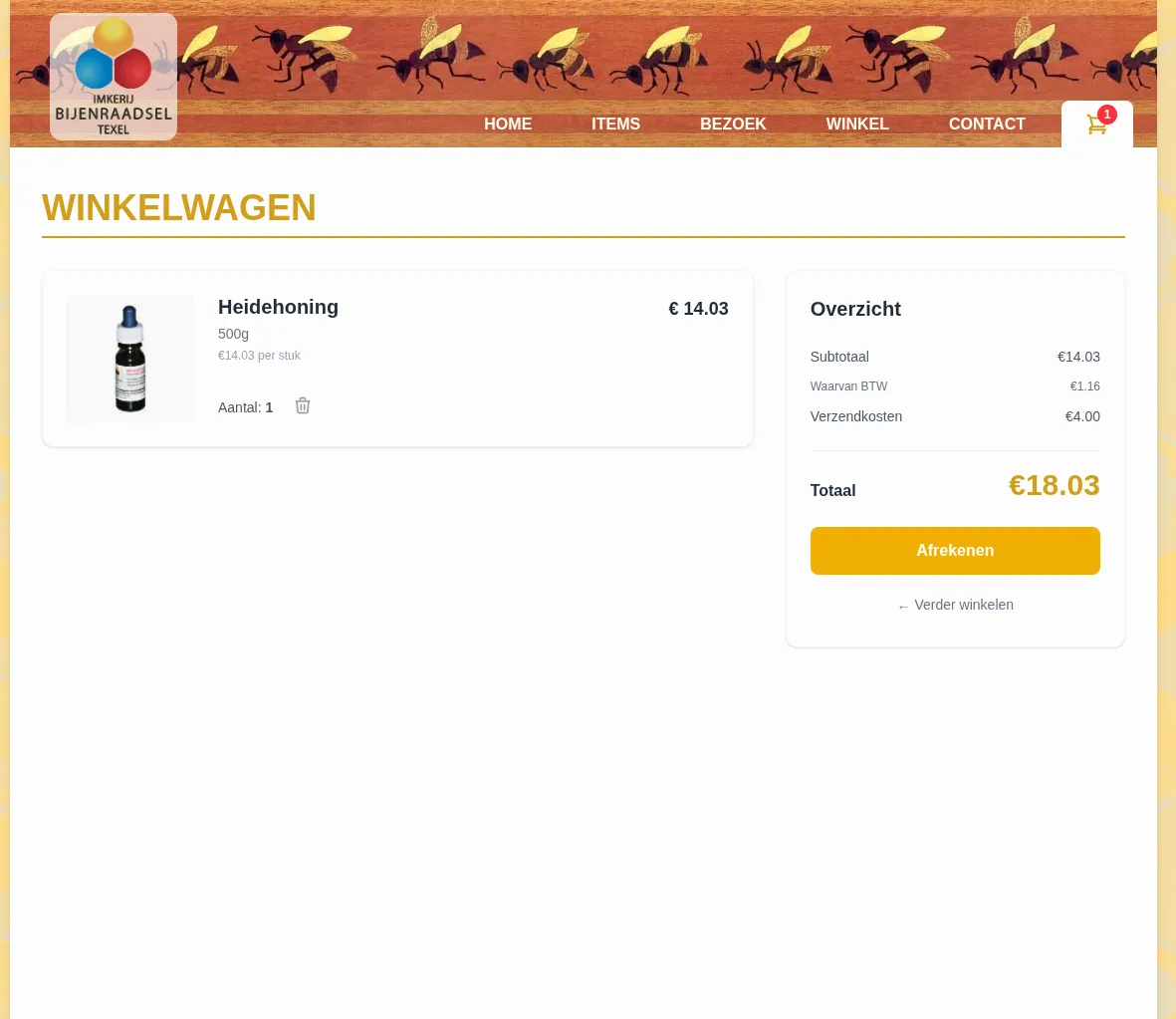 Shoppping cart, allowing you to add products and checkout