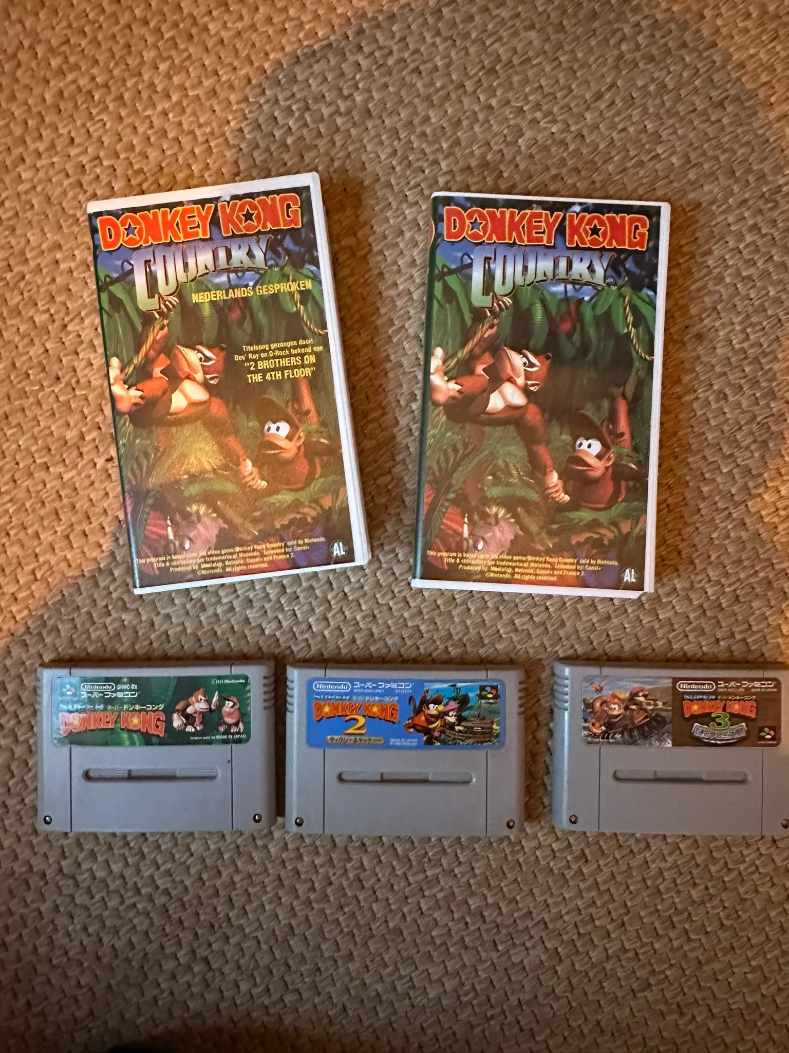 My SNES Donkey Kong Country collection (fav SNES game :))