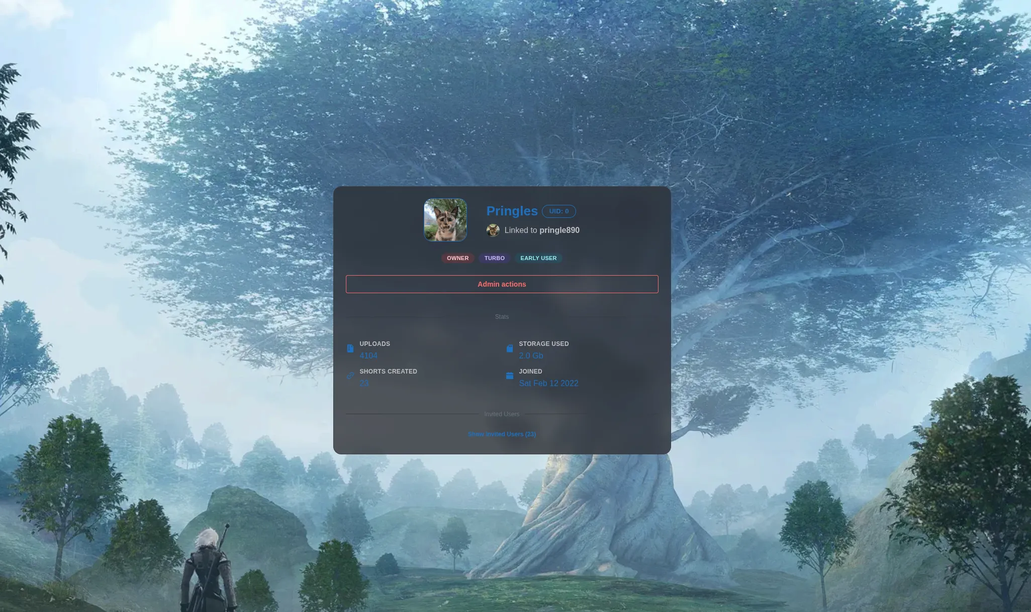 My profile page, showing some customization options users have.